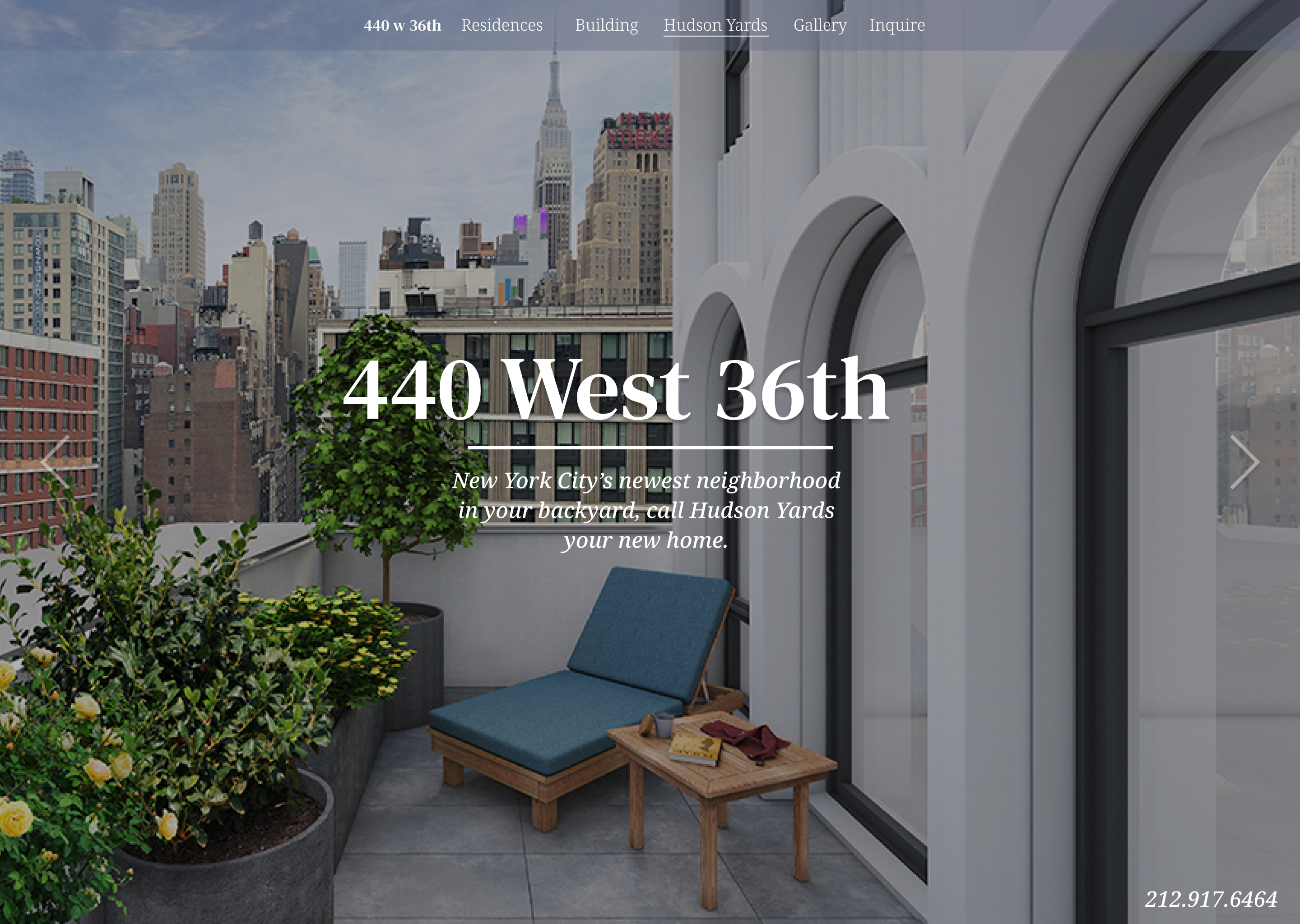 440 West 36th marketing website on MacBook